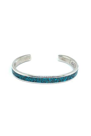 
                
                    Load image into Gallery viewer, Larry Loretto Turquoise Inlay Navajo Cuff
                
            