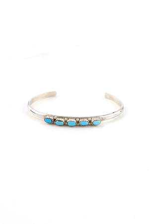 
                
                    Load image into Gallery viewer, Children&amp;#39;s Zuni Blue Turquoise Row Cuff
                
            