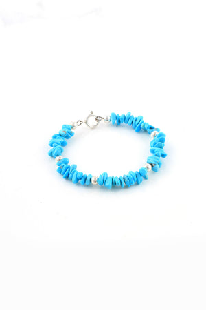 
                
                    Load image into Gallery viewer, Children&amp;#39;s Kingman Turquoise and Silver Bead Bracelet
                
            