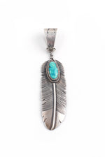 L Jeer Turquoise Sterling Silver Feather Pendant