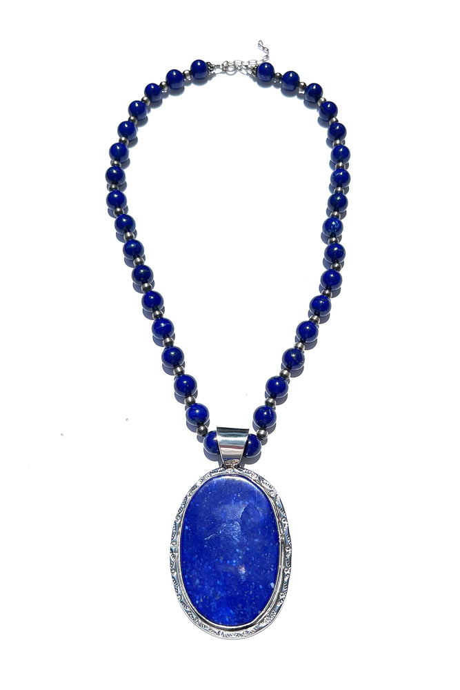 Lapis Lazuli Cabochon Round Ball Bead Necklace With Solid Silver Element  NS-1155 – Online Gemstone & Jewelry Store By Gehna Jaipur