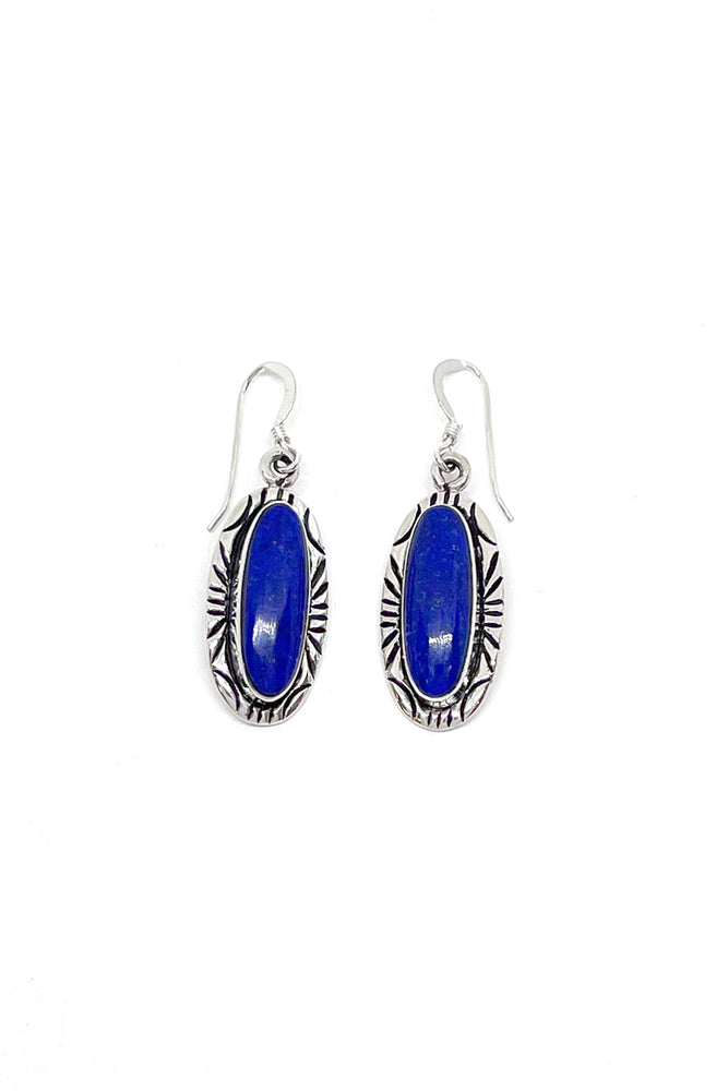 Navajo Lapis Lazuli Long Oval Earrings