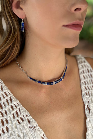 
                
                    Load image into Gallery viewer, Lapis Lazuli Inlay Necklace and Earring Set
                
            