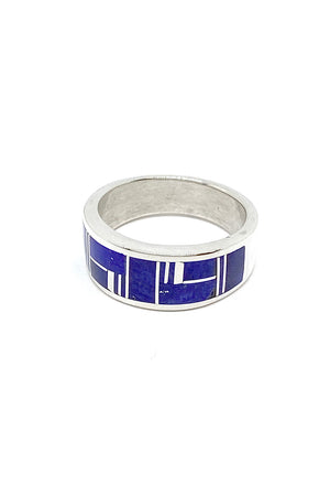 
                
                    Load image into Gallery viewer, Channel Inlay Lapis Band Ring
                
            