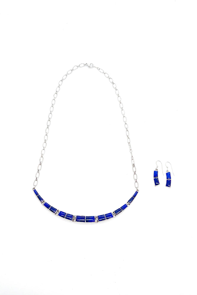 Lapis Lazuli Inlay Necklace and Earring Set