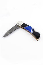Lapis and Jet Damascus Knife