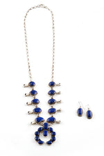Navajo Lapis Lazuli Squash Blossom Necklace with Earrings
