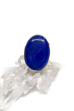 Large Oval Lapis Lazuli Sterling Silver Ring (Size 7)
