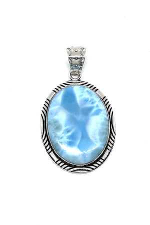 Large Oval Larimar Pendant – Silver Eagle Gallery