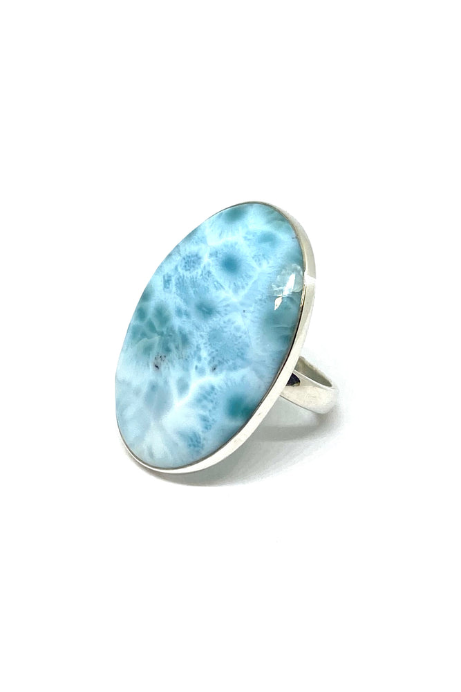 
                
                    Load image into Gallery viewer, Modern Sterling Silver Larimar Ring (Size 7 1/2 adjustable)
                
            