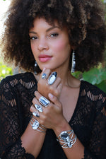 Freeform White Buffalo Turquoise Ring (Size 7)