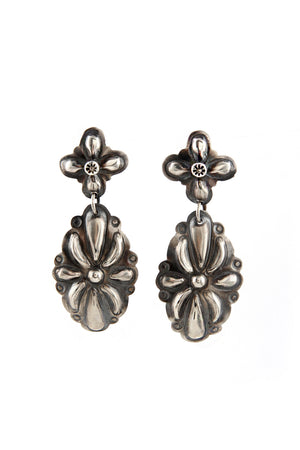 Navajo Oxidized Sterling Silver Repousse Post Earrings
