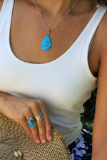 Blue Turquoise Large Slab Pendant