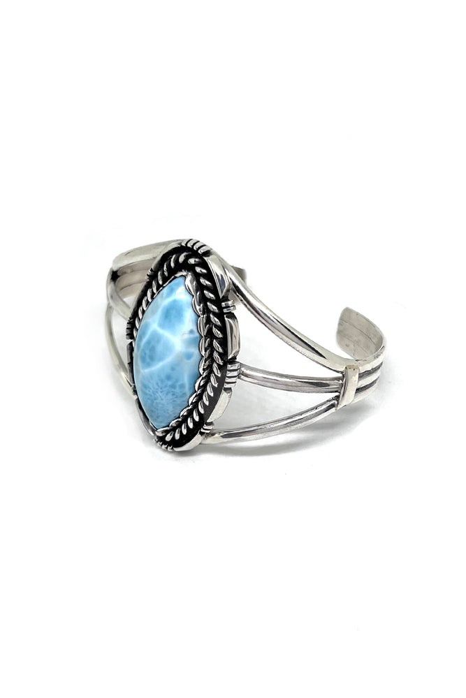 Navajo Sterling Silver Larimar Cuff Bracelet