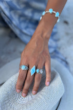 Sterling Silver Diamond Shaped Larimar Ring (Size 7 1/2, 10)