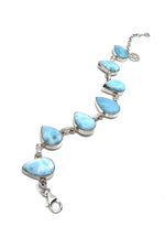 Sterling Silver Larimar Tear Drop Link Bracelet
