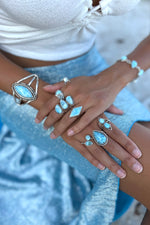 Double Stone Larimar Wrap Ring (Size 9)