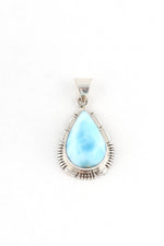 Small Teardrop Sterling Silver Larimar Pendant