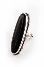 Long Oval Black Onyx Ring (Size 6.75)