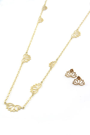 Gold Plated Lotus Flower Necklace