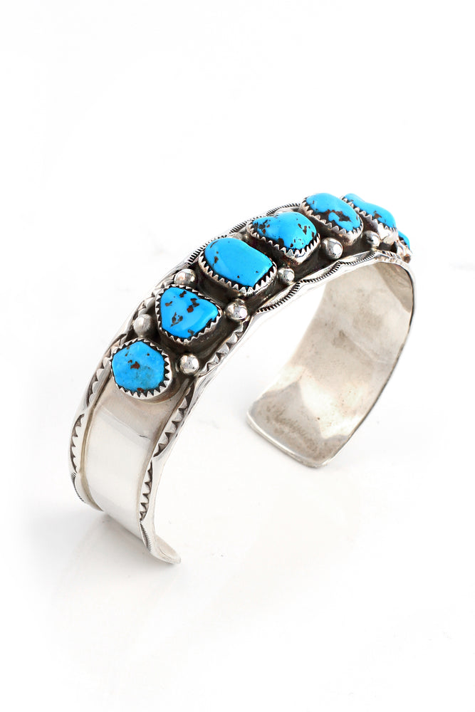 
                
                    Load image into Gallery viewer, Marie Thompson Kingman Turquoise Row Cuff
                
            