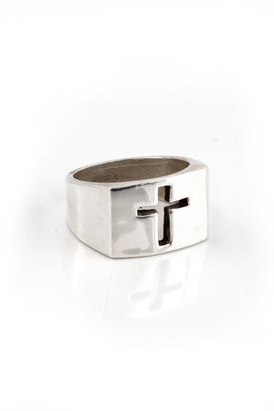 
                
                    Load image into Gallery viewer, Sterling Silver Cut Out Cross Men&amp;#39;s Ring
                
            
