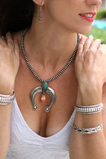 Oxidized Sterling Beads with Naja Pendant
