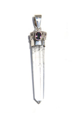 Mystic Fire Topaz and Quartz Crystal Pendant