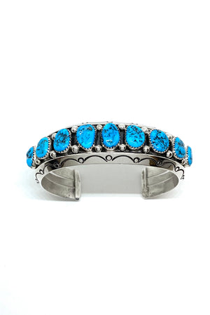 
                
                    Load image into Gallery viewer, Heavy Mens Rough Turquoise Row Bracelet
                
            