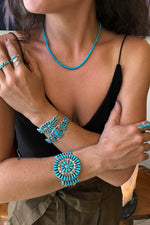Navajo Sterling Silver and Turquoise Cluster Cuff Bracelet