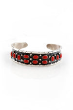 Navajo Red Coral Cuff Bracelet by Rose Castillo