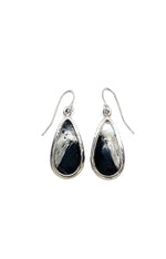 John King Navajo White Buffalo Teardrop Earrings