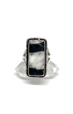 Terry Wood Rectangular White Buffalo Ring (Size 7)