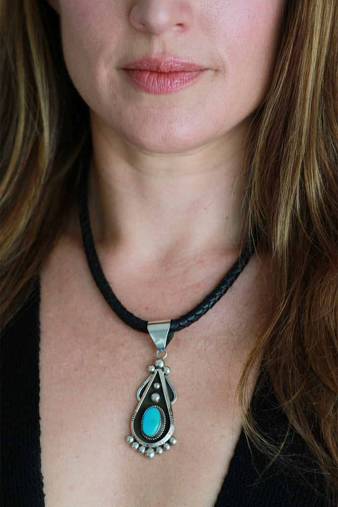 
                
                    Load image into Gallery viewer, Lorena Nez Navajo Turquoise Pendant
                
            