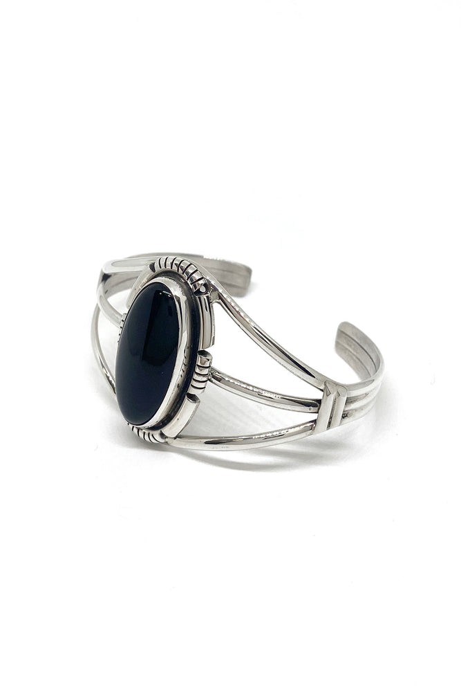 Black Onyx and Sterling Silver Cuff Bracelet