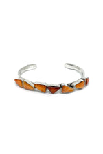 Navajo Orange Spiny Shell Sterling Silver Row Cuff Bracelet