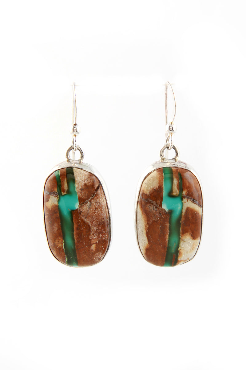 Oval Boulder Turquoise Earrings – Silver Eagle Gallery