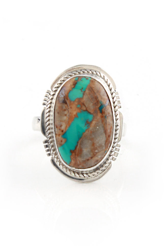 Oval Boulder Turquoise Ring (Size 8)
