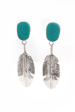Ben Begay Women’s Turquoise and Sterling Silver Feather Post Earrings