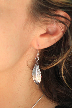 Sterling Silver Navajo Feather Earrings