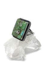 Mary Spencer Navajo Rectangular Sonoran Gold Turquoise Ring (Size 8 3/4)