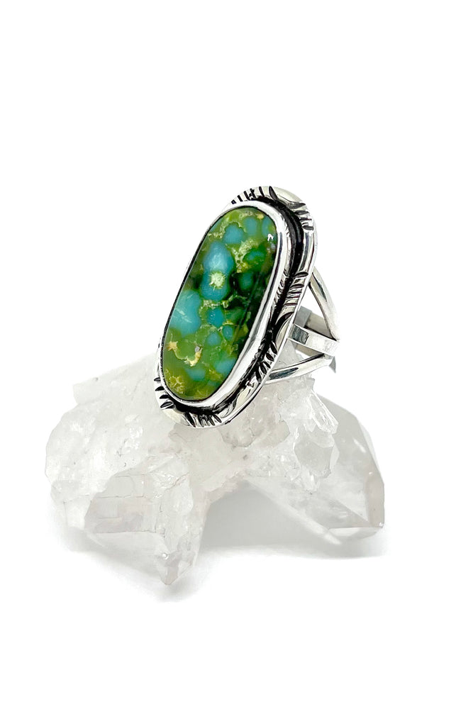 Terry Wood Sonoran Gold Turquoise Sterling Silver Ring (Size 7 1/4)