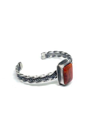 Modern Navajo Red Spiny Shell Cuff Bracelet