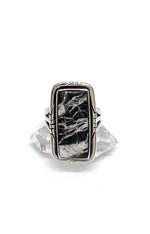 Terry Wood Rectangular White Buffalo Ring (Size 6 1/2)