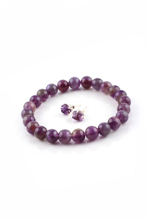 
                
                    Load image into Gallery viewer, Round Amethyst Bead Bracelet Studs
                
            