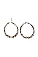 Navajo Oxidized Sterling Silver Bead Hoop Earrings