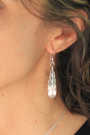 
                
                    Load image into Gallery viewer, Sterling Silver Feather Earrings
                
            