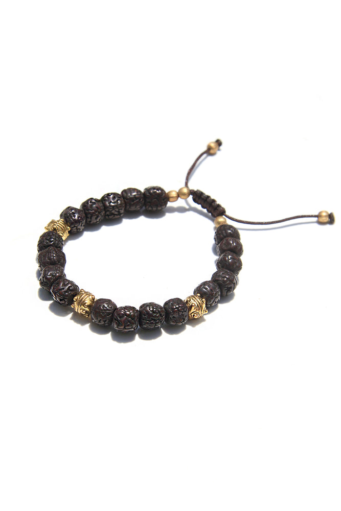 Bodhi Seed and Brass Bead Meditation Bracelet