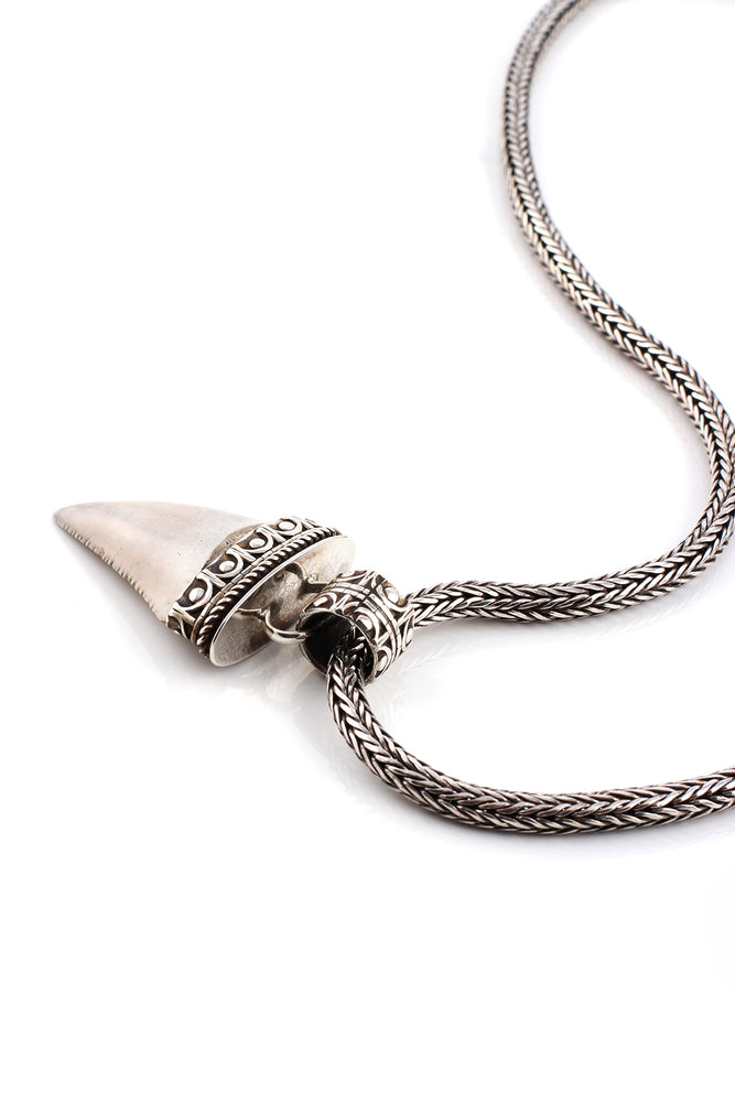 Fossilized Great White Shark Tooth Pendant – Silver Eagle Gallery