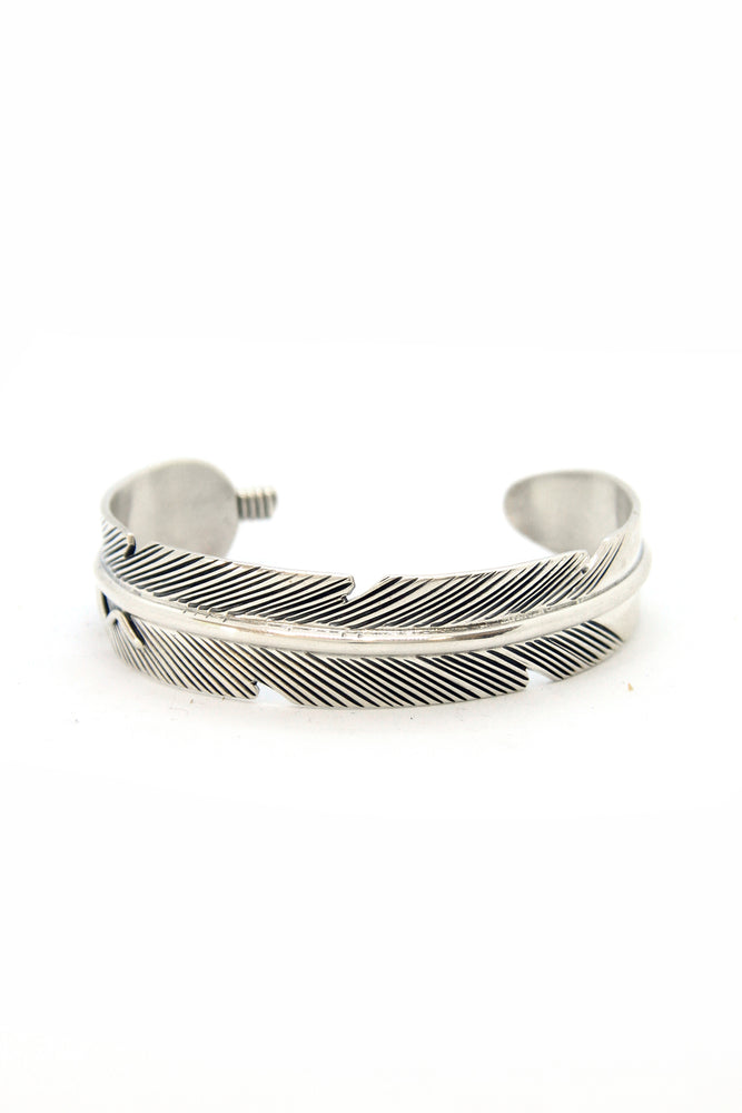 Navajo Sterling Silver Feather Cuff